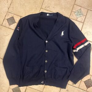 Ralph Lauren Big Pony US Open 2015 Navy Blue Cardigan Mens size XL